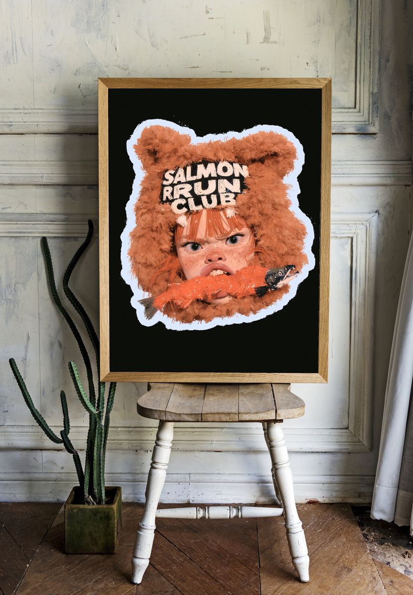 Salmon Run Club Illustration Poster. — room view 1