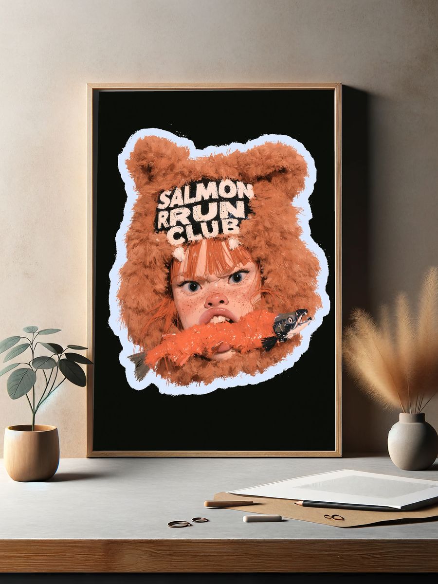 Salmon Run Club Illustration Poster. — room view 2