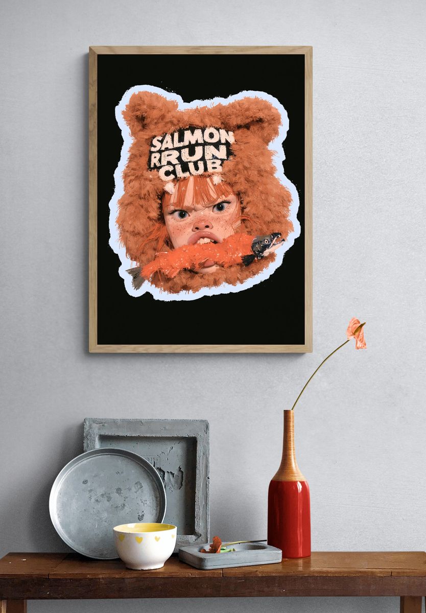 Salmon Run Club Illustration Poster. — room view 3