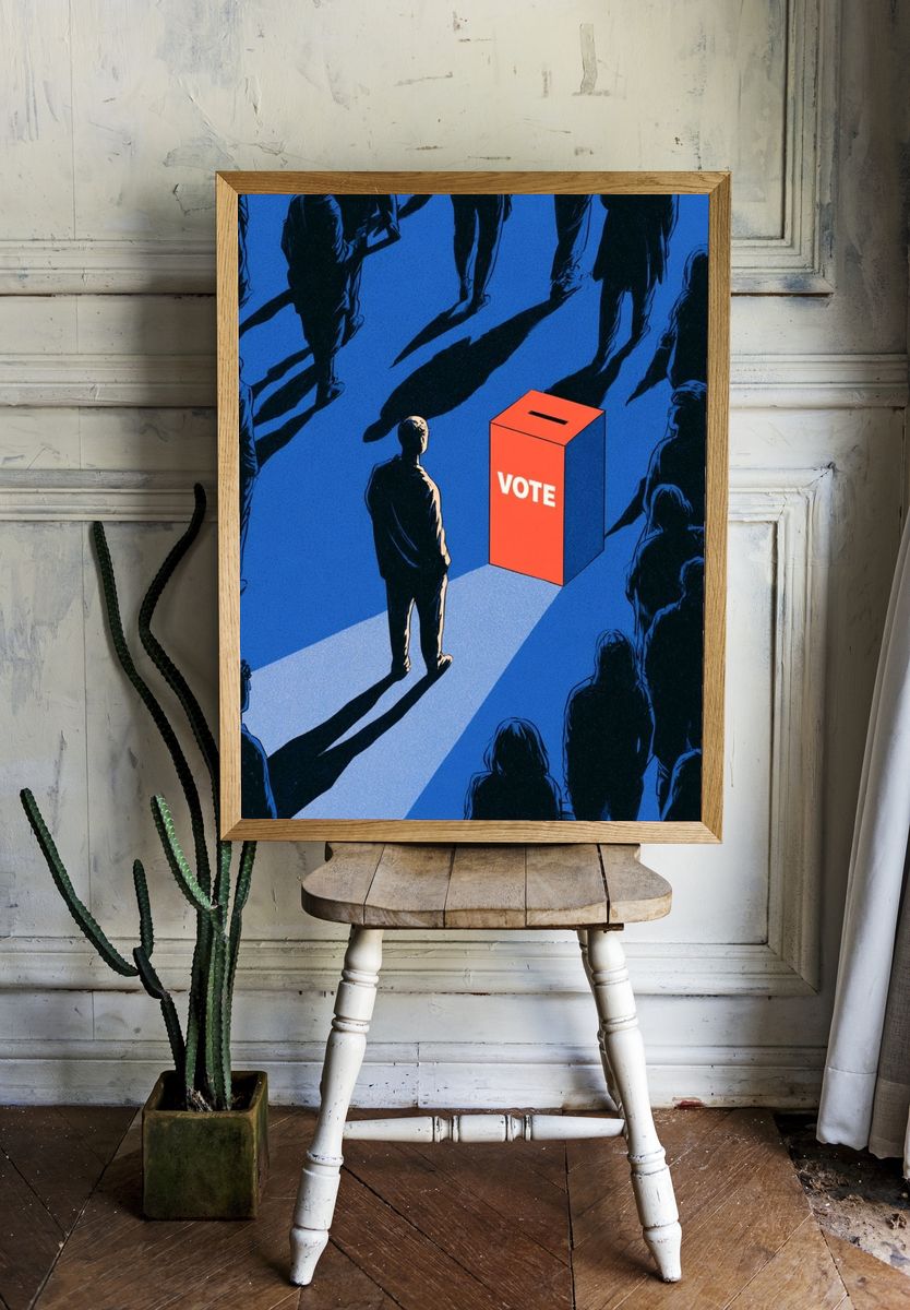 Vote Ballot Box Illustration Poster. — room view 1