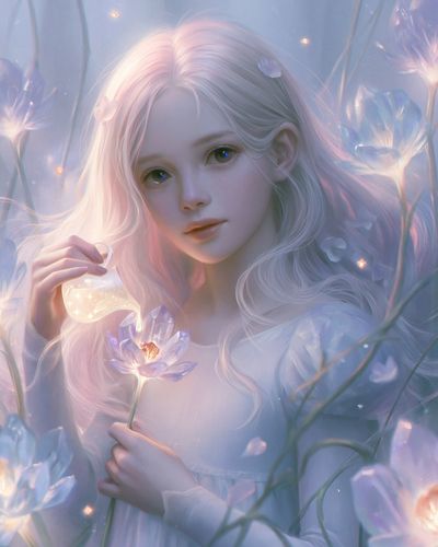 Dreamy Flower Girl Illustration Poster.
