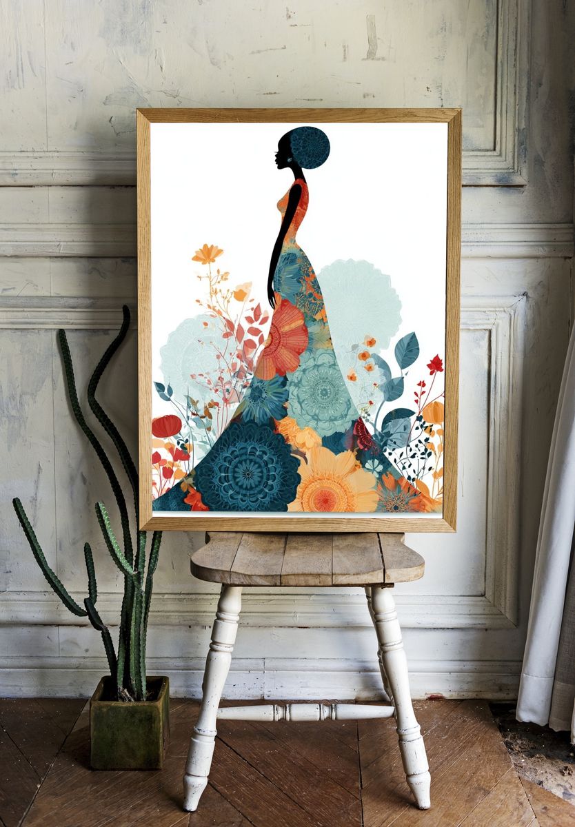 Floral Silhouette Illustration Poster. — room view 1