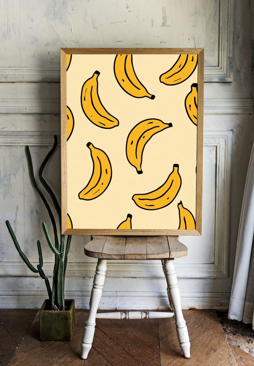 Banana Pattern Illustration Poster. room preview
