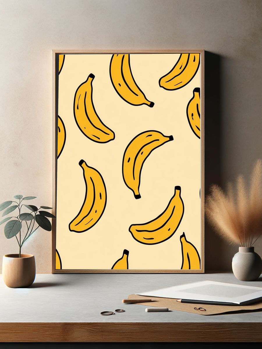 Banana Pattern Illustration Poster. — room view 2