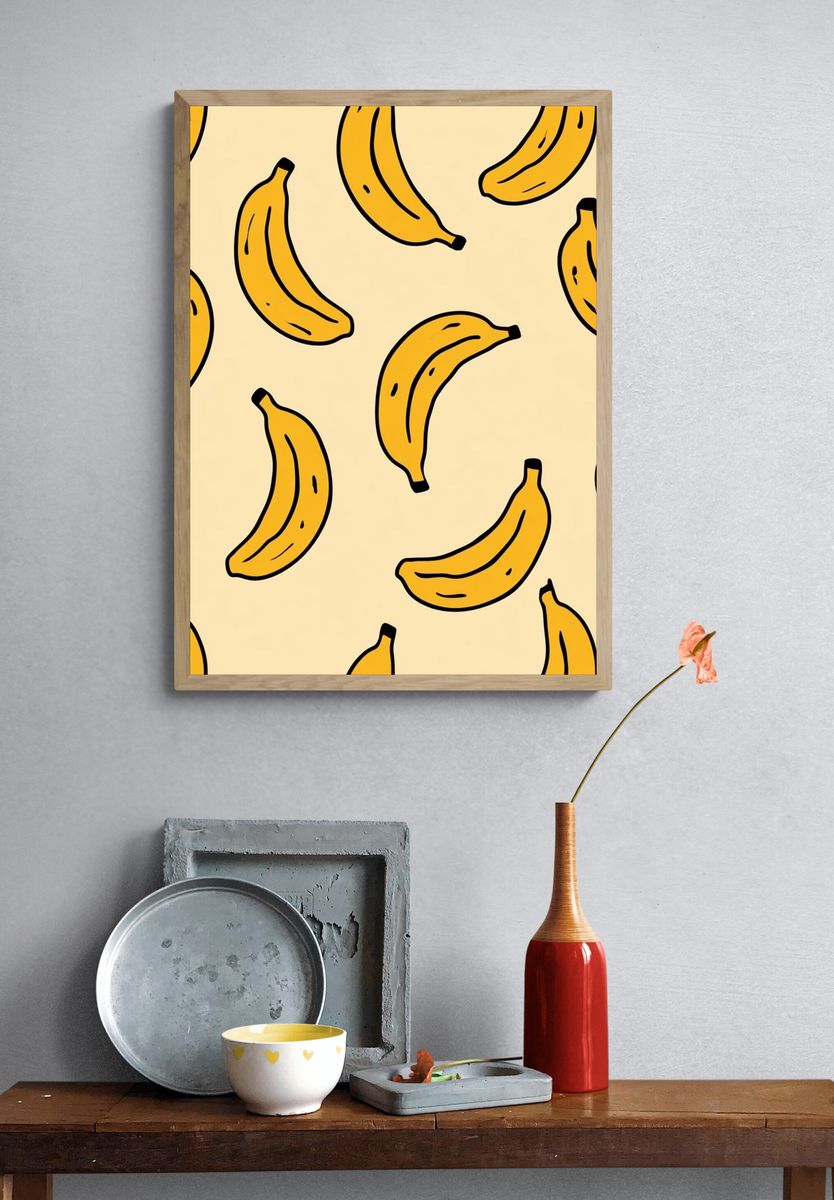 Banana Pattern Illustration Poster. — room view 3