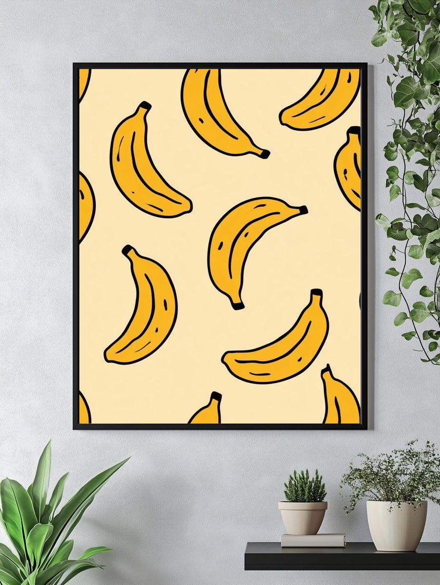 Banana Pattern Illustration Poster. — room view 4