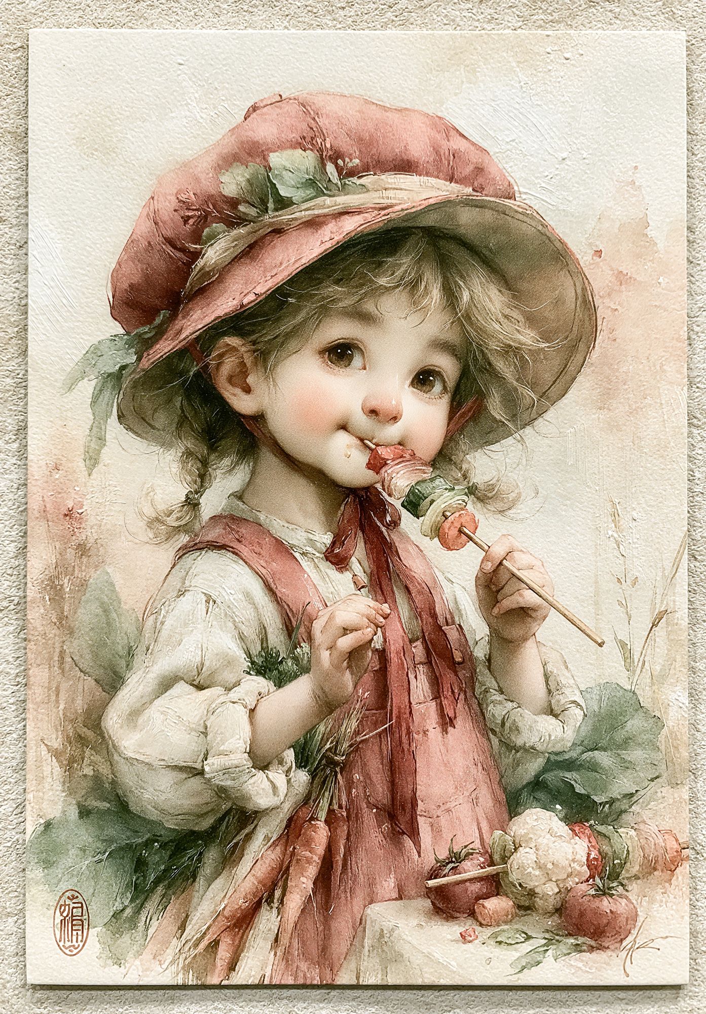 Little Girl Watercolor Portrait Print. poster detail