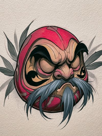 Daruma Mask Illustration Poster. poster