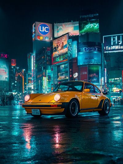 Neon City Porsche Poster. poster print