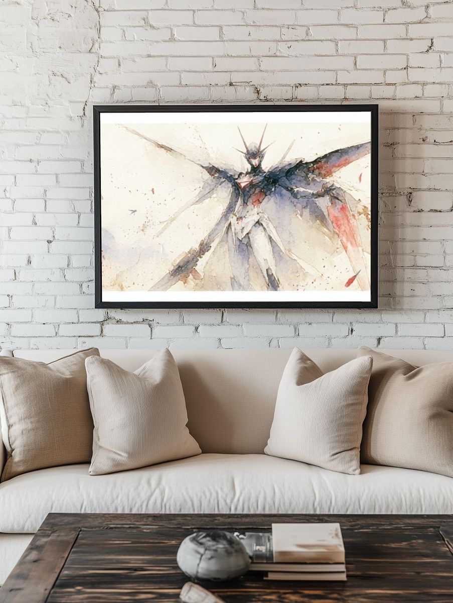 Mecha Angel Watercolor Poster. — room view 1