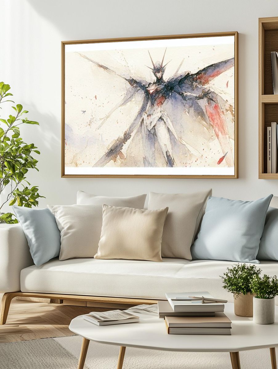 Mecha Angel Watercolor Poster. — room view 2