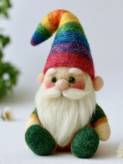 Rainbow Felt Gnome Illustration Poster. poster