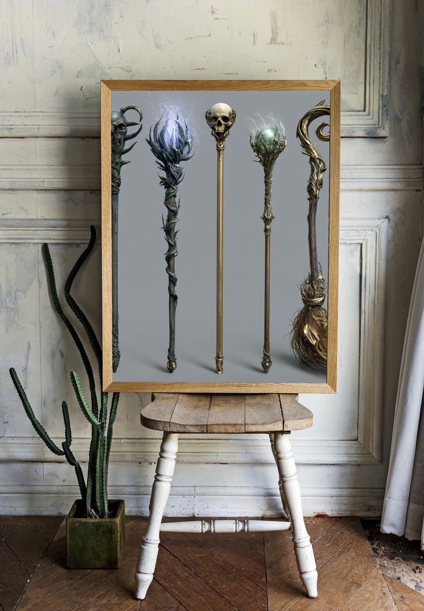 Fantasy Staff Collection Illustration Print. — room view 1