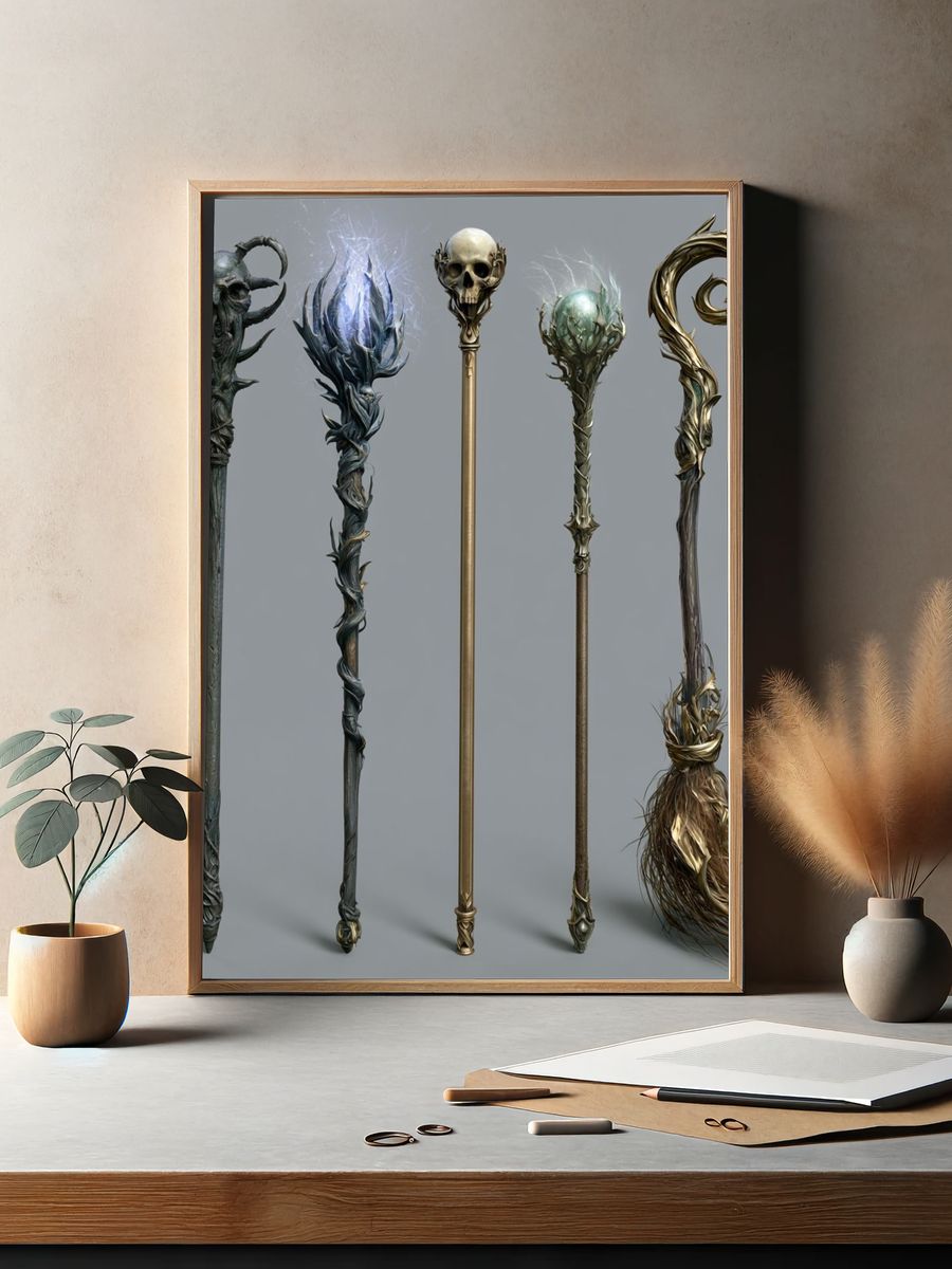 Fantasy Staff Collection Illustration Print. — room view 2