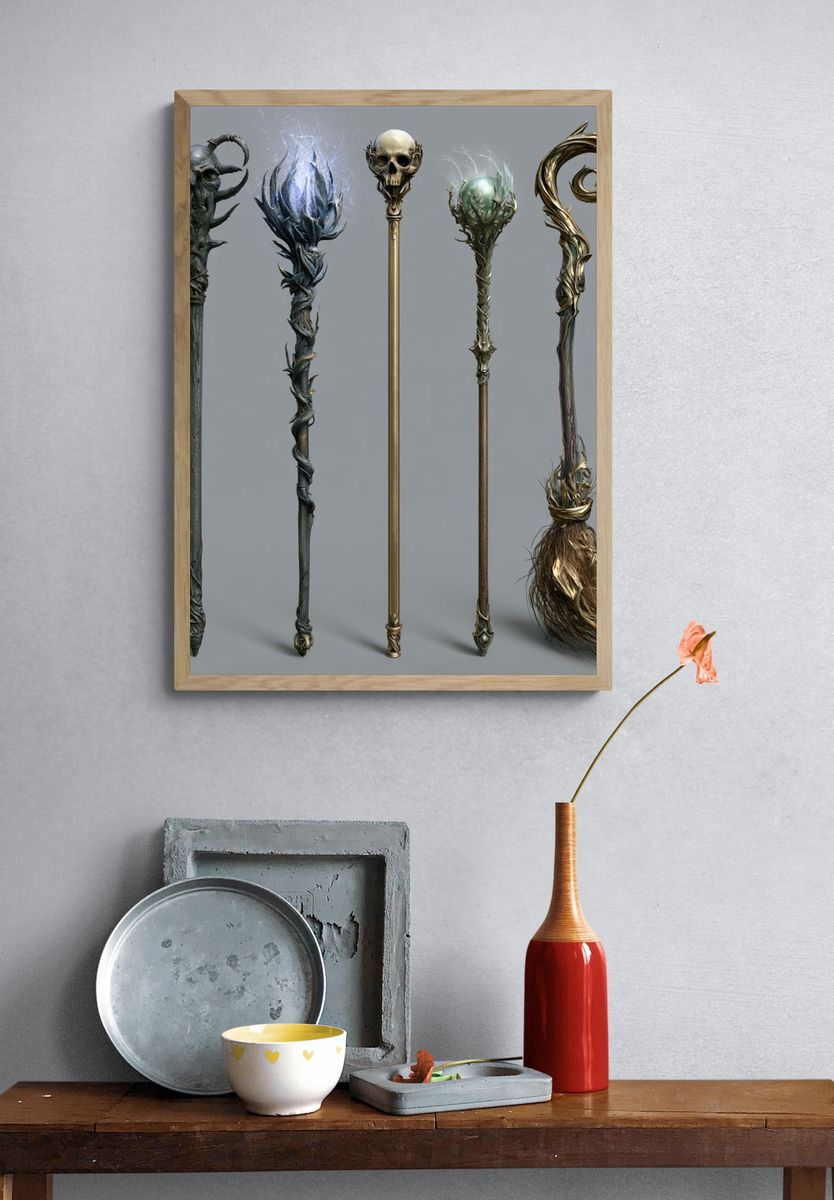 Fantasy Staff Collection Illustration Print. — room view 3