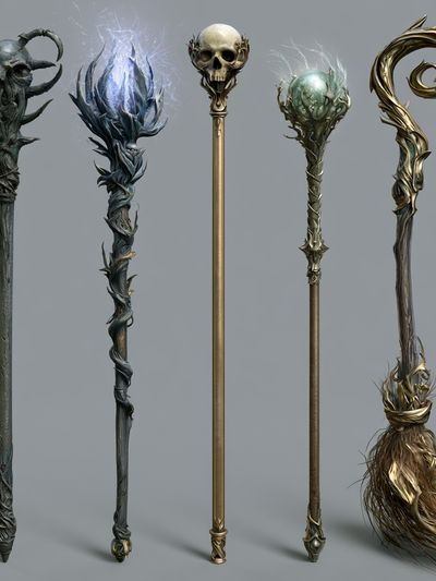 Fantasy Staff Collection Illustration Print. poster