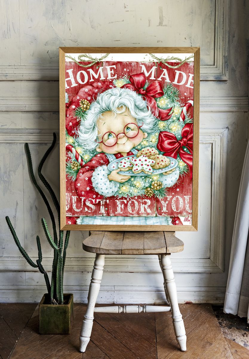 Home Made Santa Christmas Illustration Poster. room preview