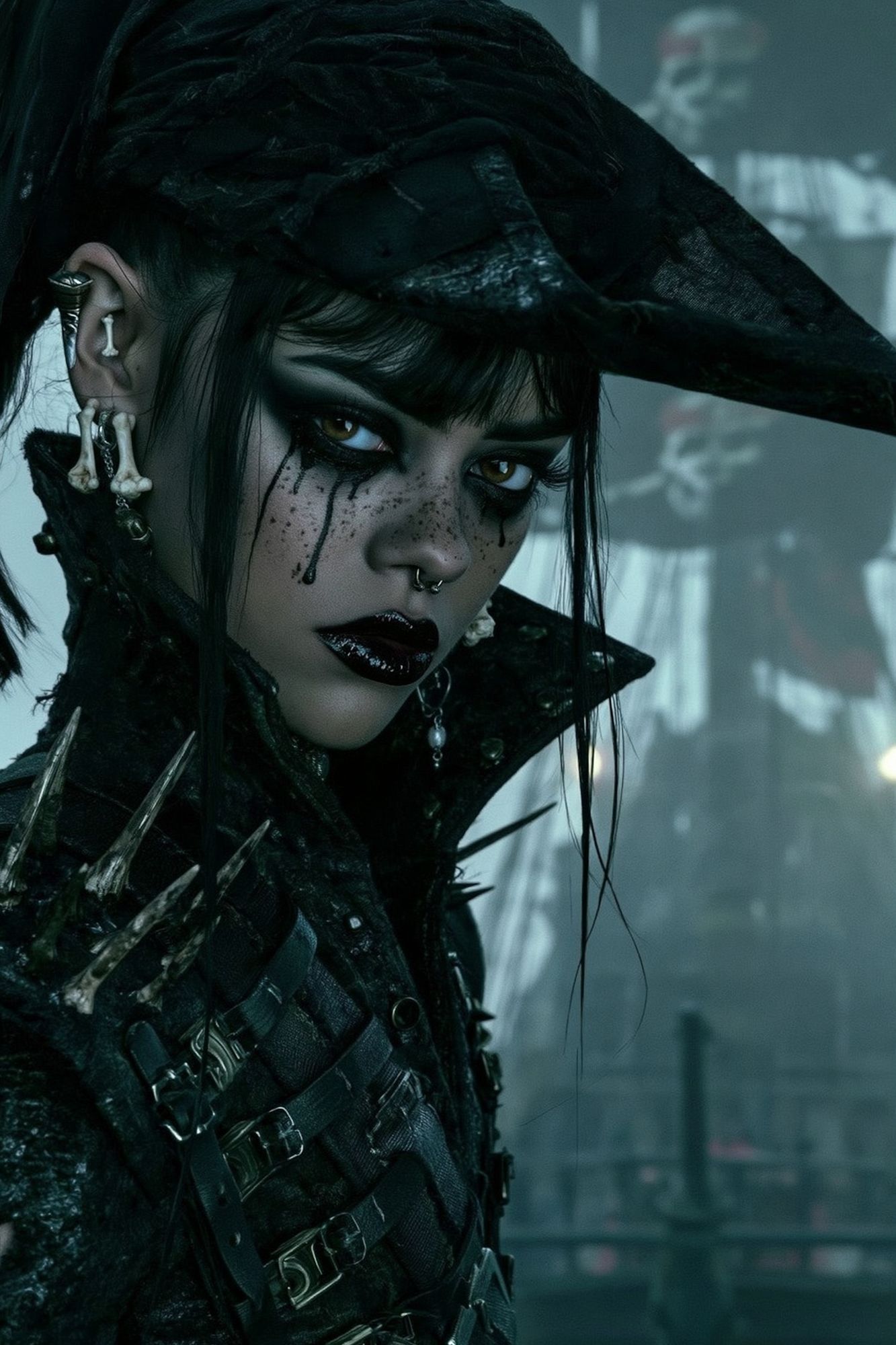 Gothic Cyberpunk Portrait Print. poster detail