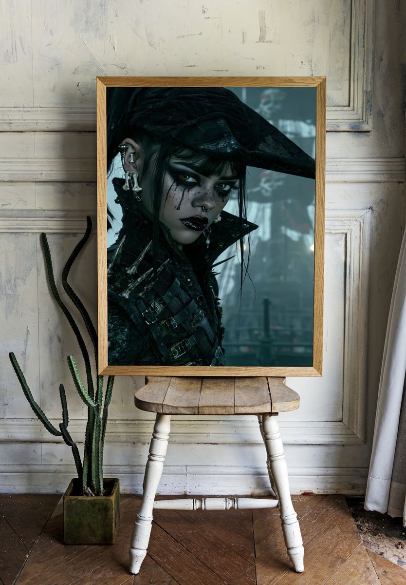 Gothic Cyberpunk Portrait Print. — room view 1