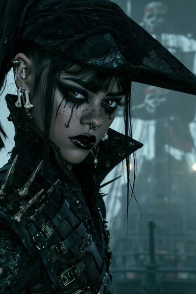 Gothic Cyberpunk Portrait Print. poster