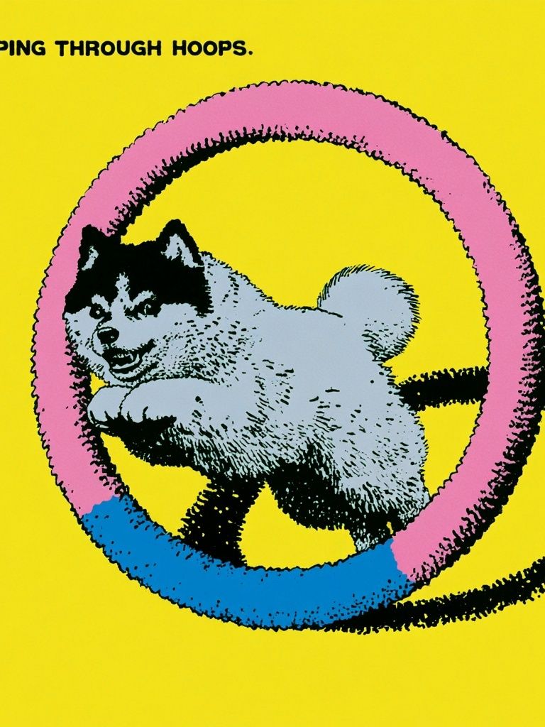 Jumping Through Hoops Cat Pop-Art Poster. poster — illustration art