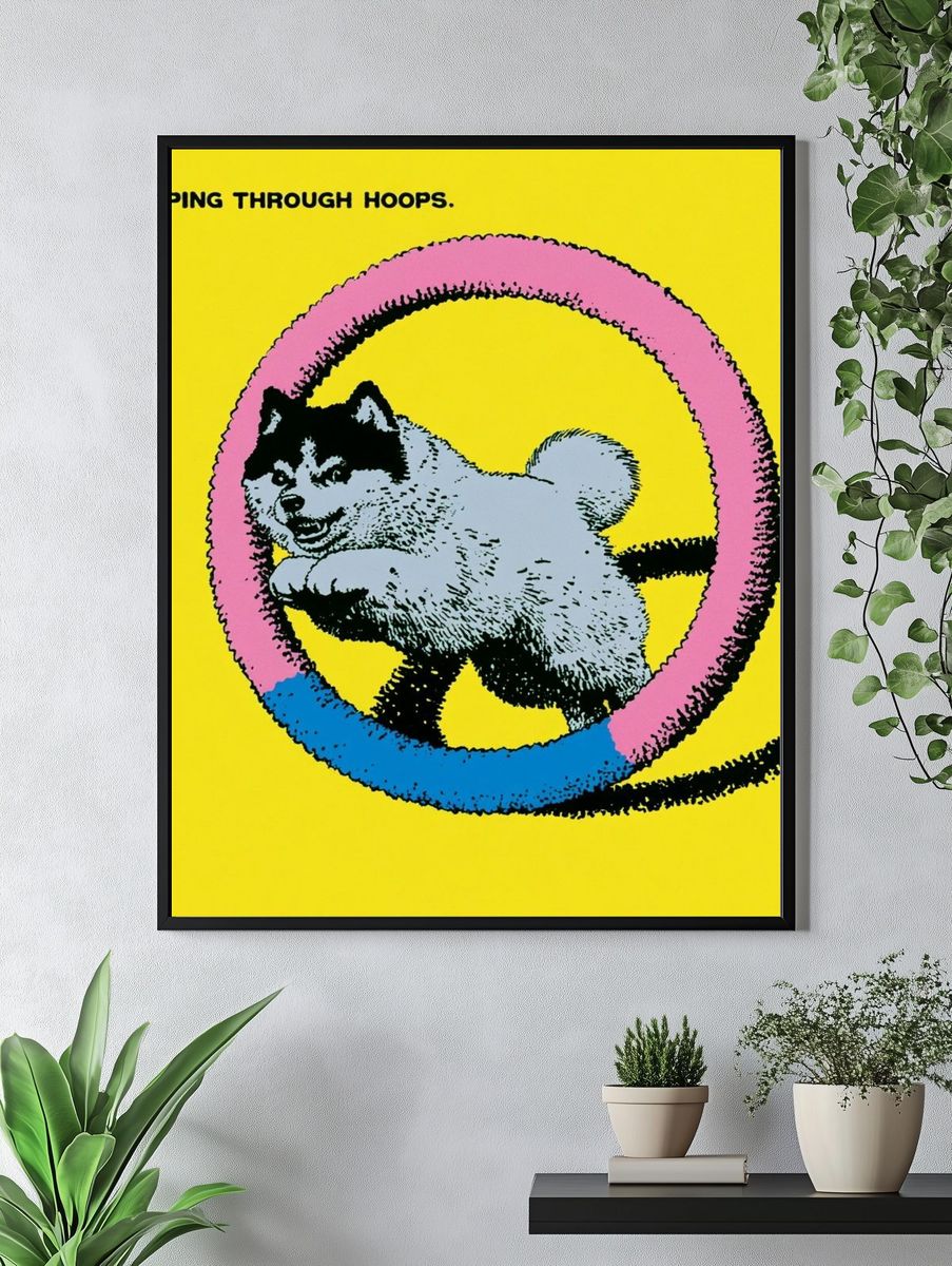 Jumping Through Hoops Cat Pop-Art Poster. — room view 4