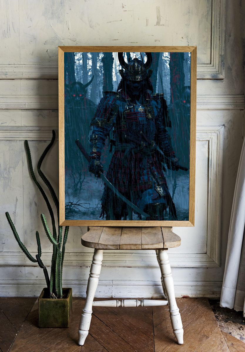 Samurai Forest Standoff Print. room preview