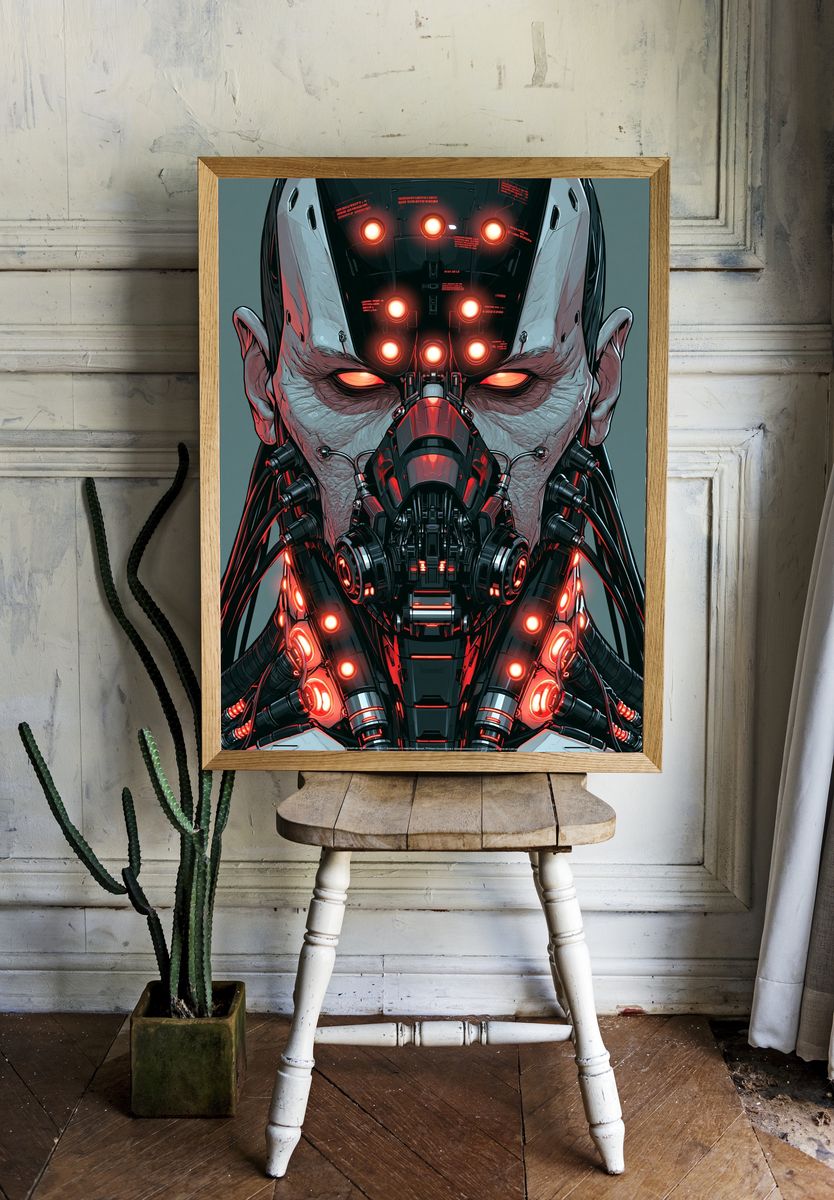 Cybernetic Android Portrait Poster. — room view 1