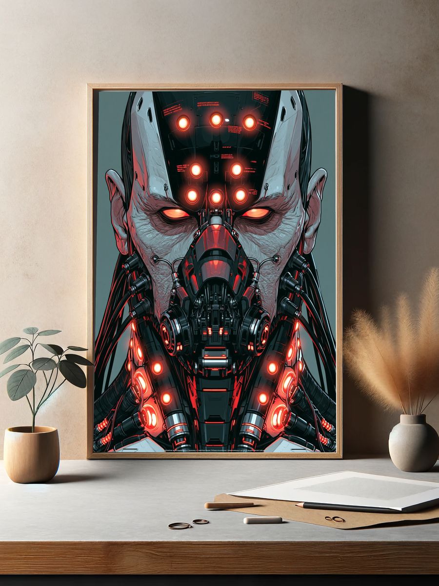 Cybernetic Android Portrait Poster. — room view 2