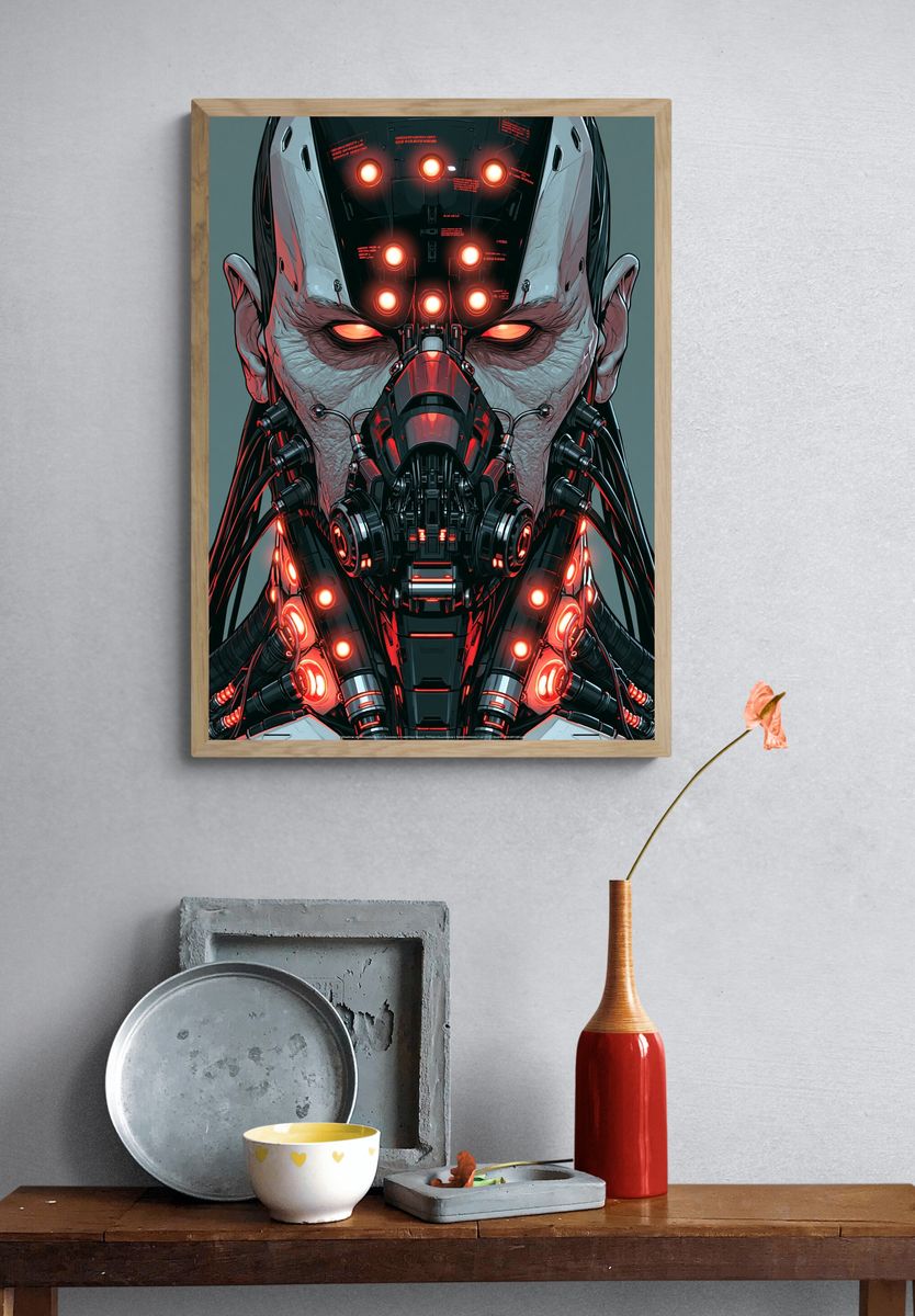Cybernetic Android Portrait Poster. — room view 3