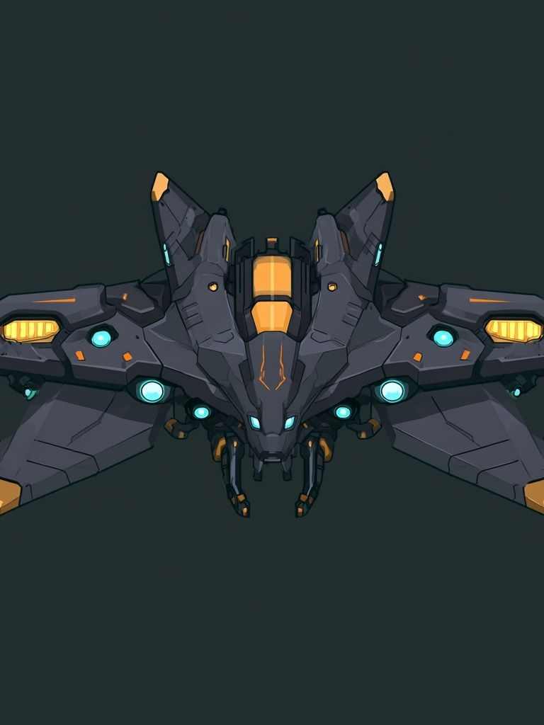 Futuristic Mecha Fighter Illustration Poster. poster — illustration art