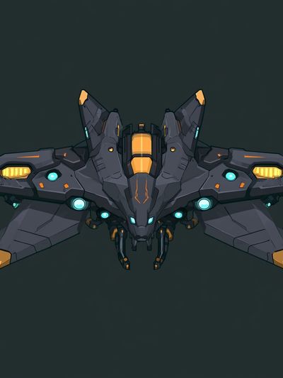 Futuristic Mecha Fighter Illustration Poster. poster