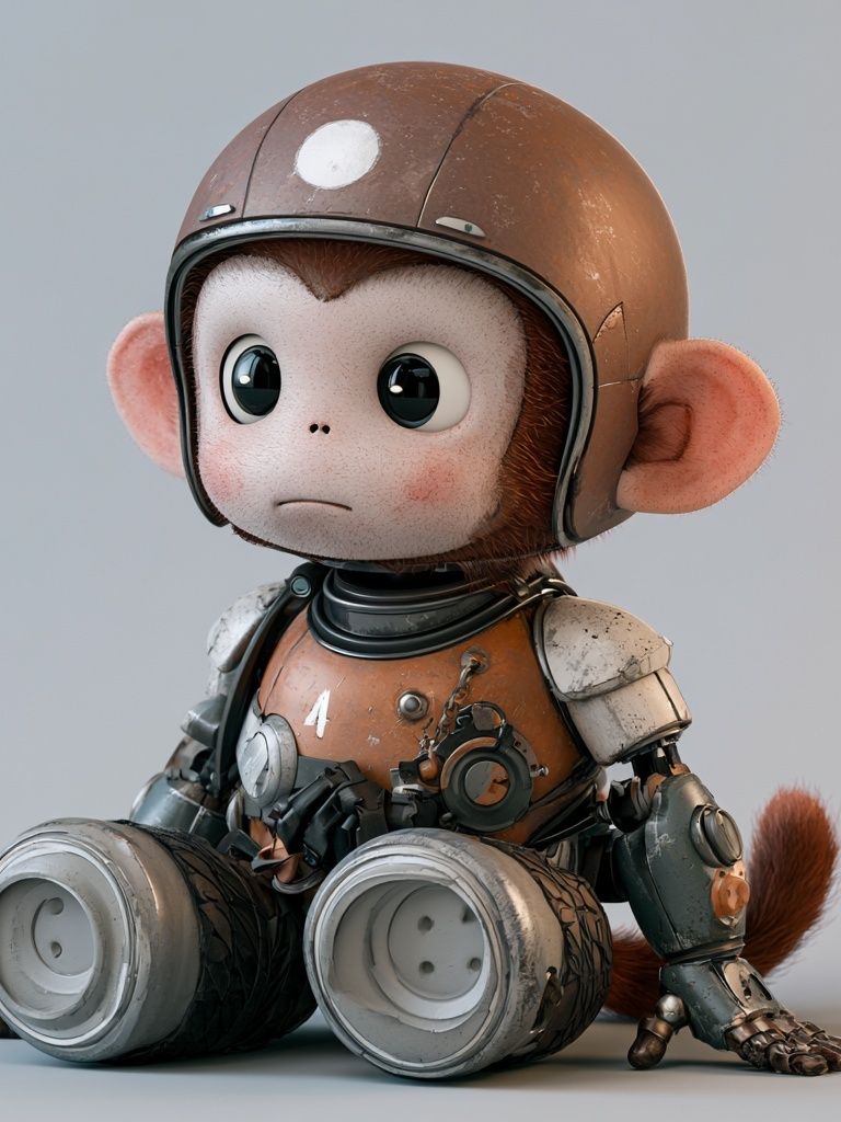 Robot Monkey Character Illustration Poster. poster — illustration art
