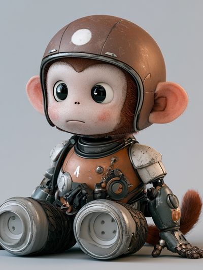Robot Monkey Character Illustration Poster. poster