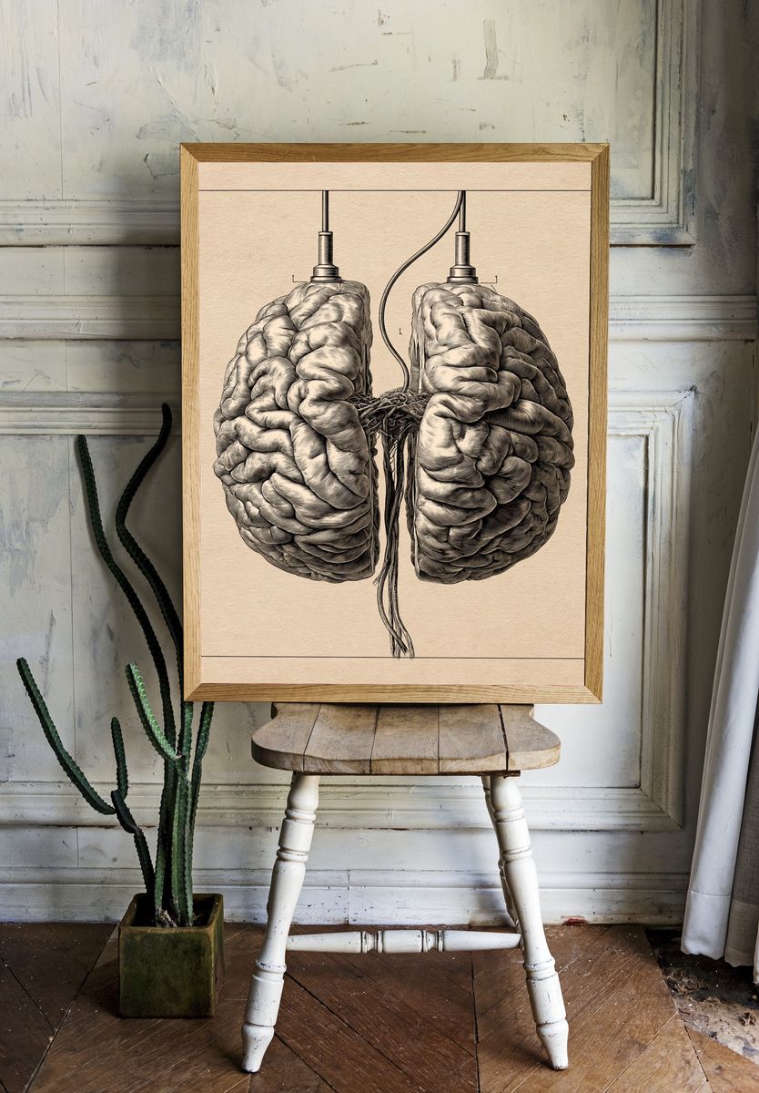 Anatomical Brain Ink Print. — room view 1