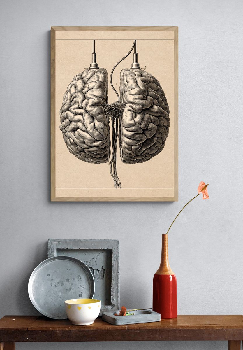 Anatomical Brain Ink Print. — room view 3