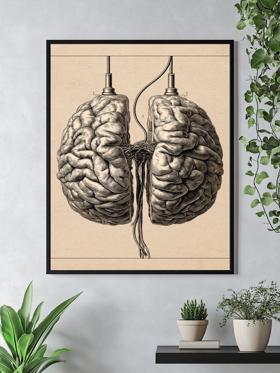 Anatomical Brain Ink Print. — room view 4