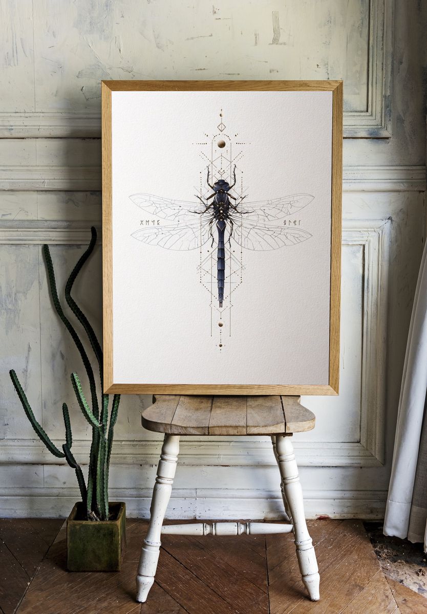 Dragonfly Geometric Illustration Poster. room preview