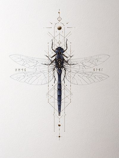 Dragonfly Geometric Illustration Poster.