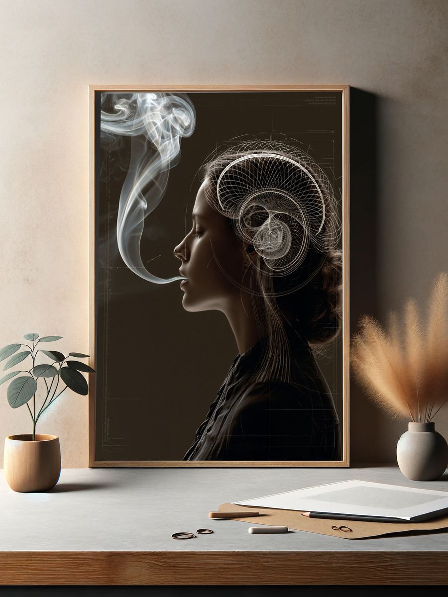 Surreal Smoke Portrait Print. — room view 2