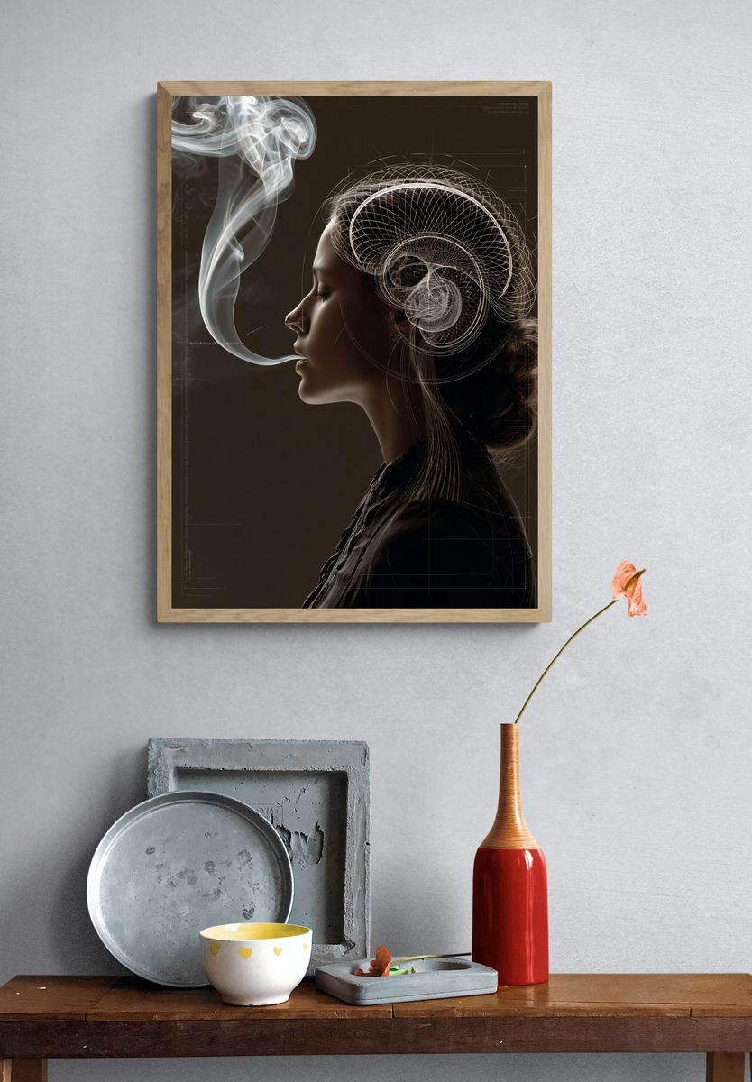 Surreal Smoke Portrait Print. — room view 3
