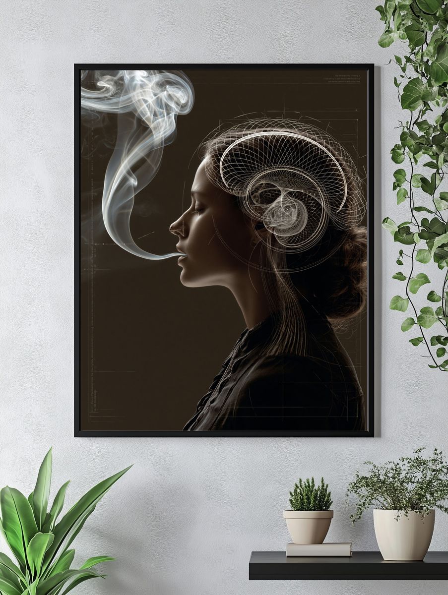 Surreal Smoke Portrait Print. — room view 4