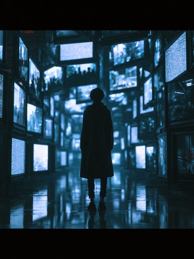 Neon Corridor Silhouette Poster. poster detail