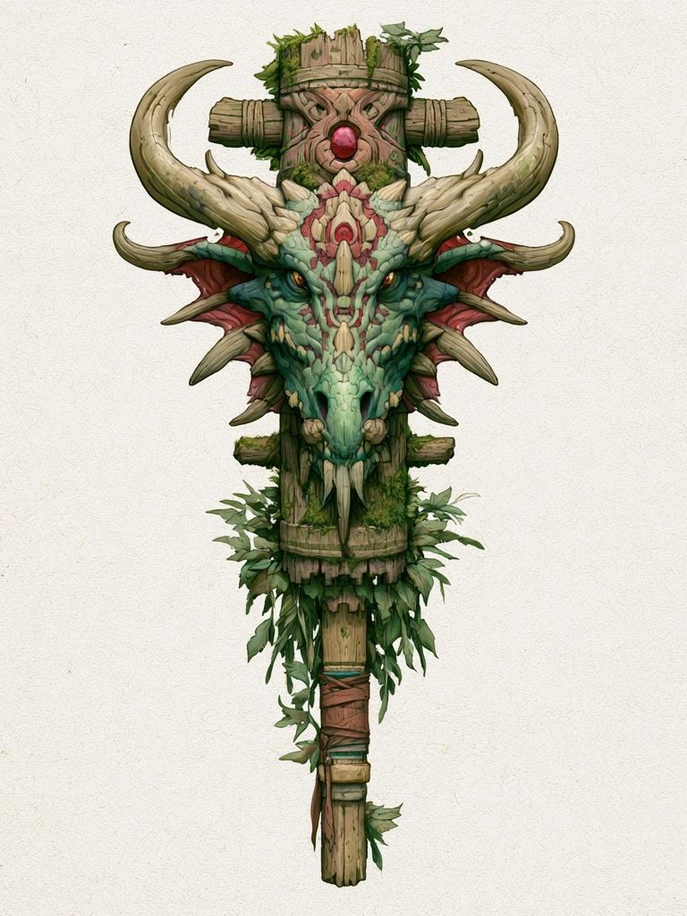 Forest Totem Dragon Illustration Poster. poster detail