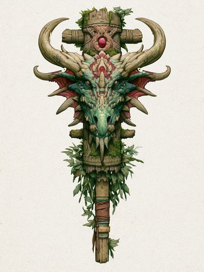Forest Totem Dragon Illustration Poster. poster print