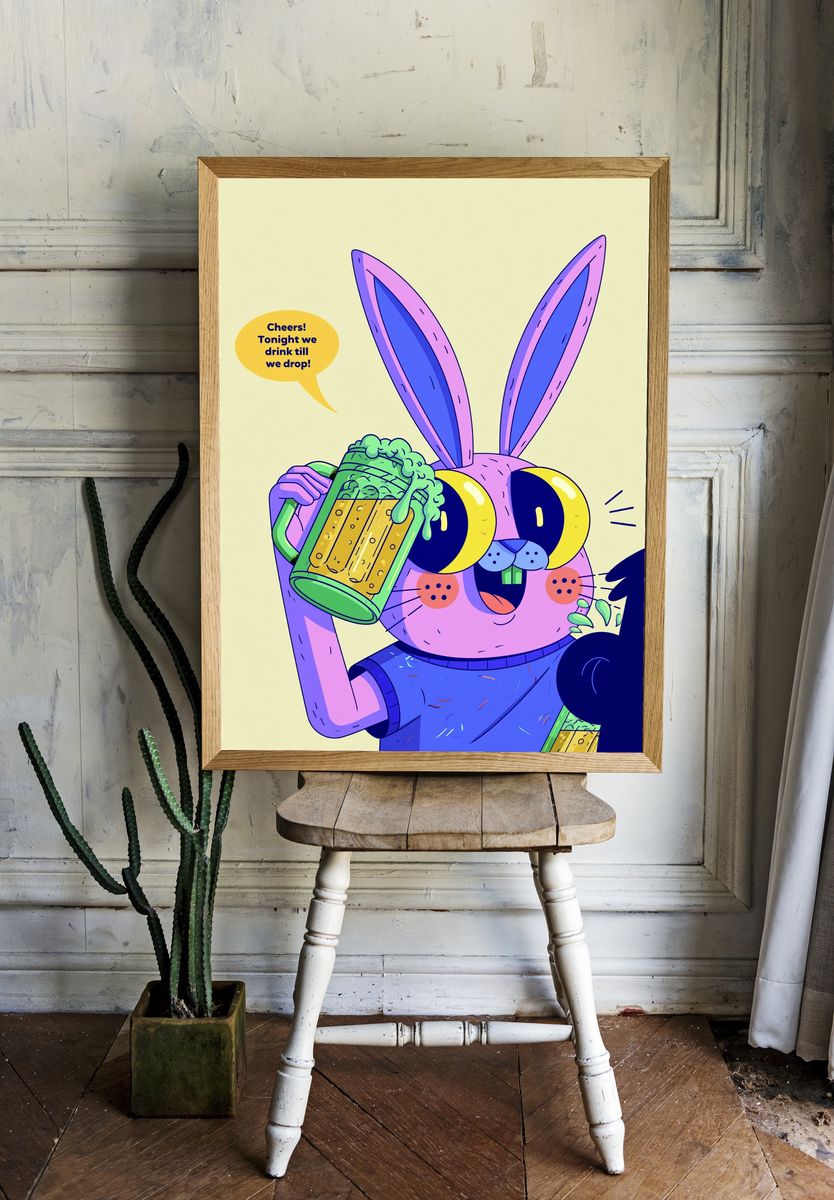 Party Bunny Cartoon Poster. — room view 1