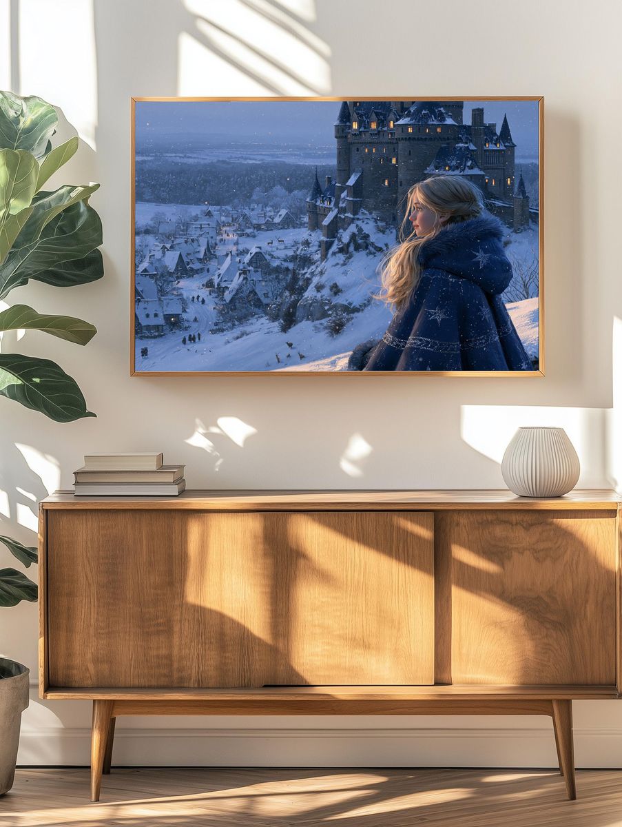 Winter Castle Girl Illustration Poster. — room view 3
