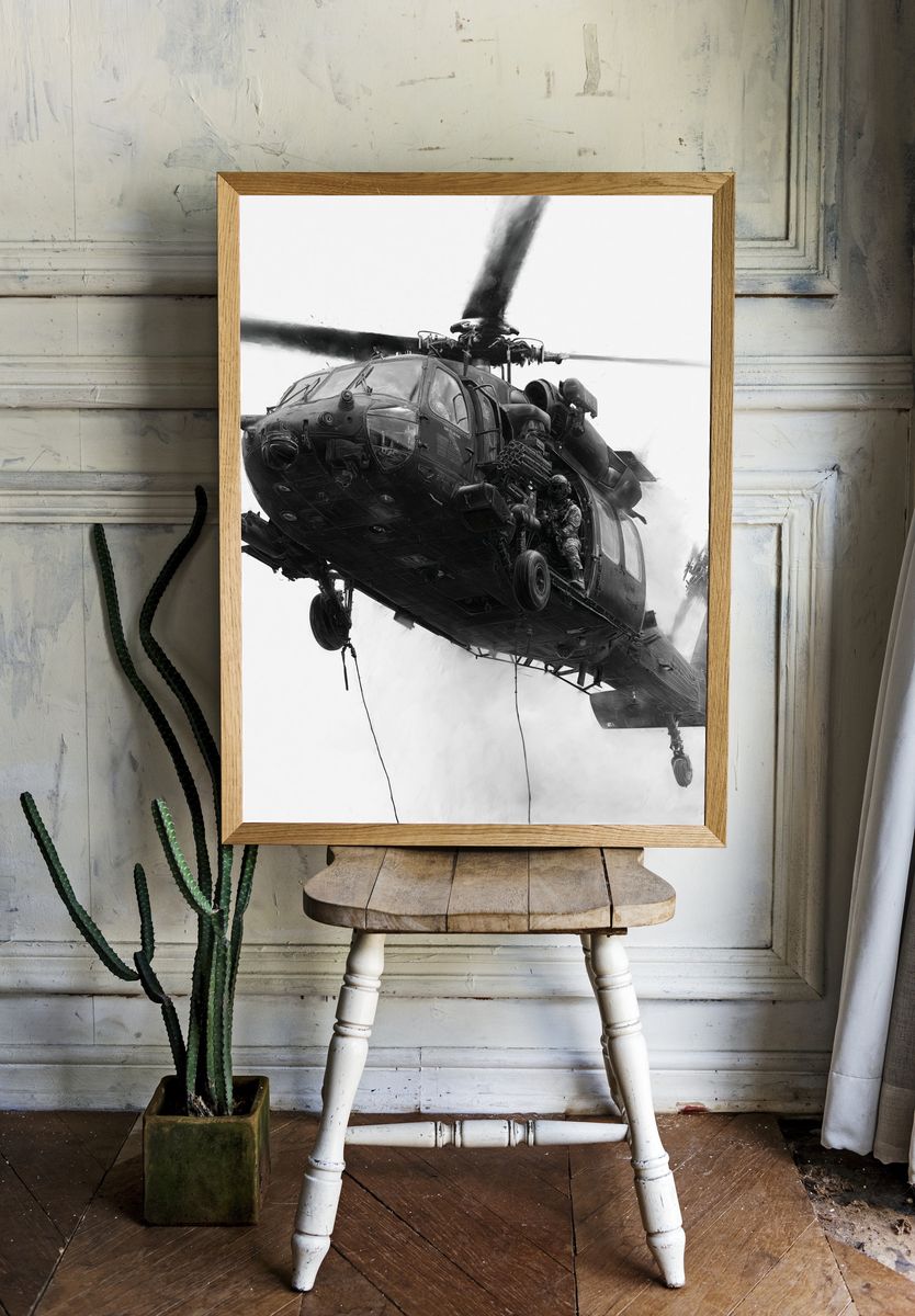 Black Hawk Assault Helicopter Print. room preview