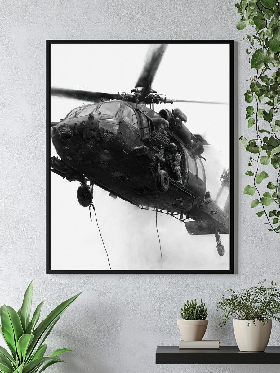 Black Hawk Assault Helicopter Print. — room view 4