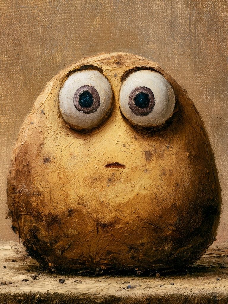 Surprised Potato Illustration Poster. poster — illustration art